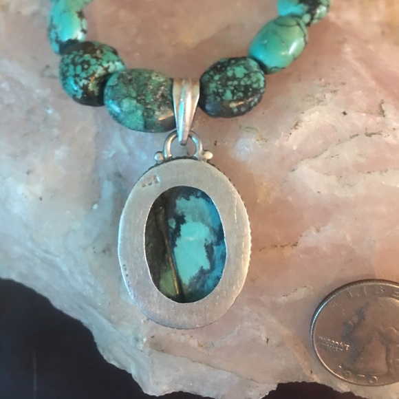 - LARGE RARE TURQUOISE ON SILVER W/ 30 LG necklace🌟 - Picture 3 of 4